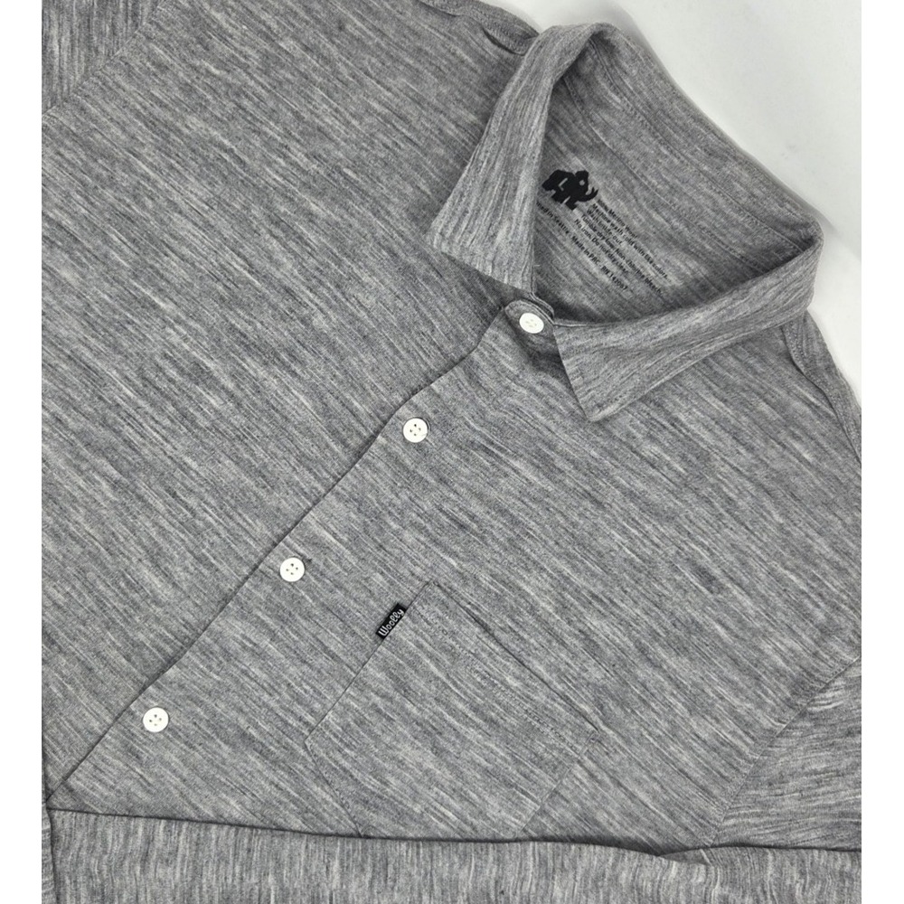 Woolly Clothing 100% Merino Wool Shirt Mens Large Gray Long Sleeve Button Up